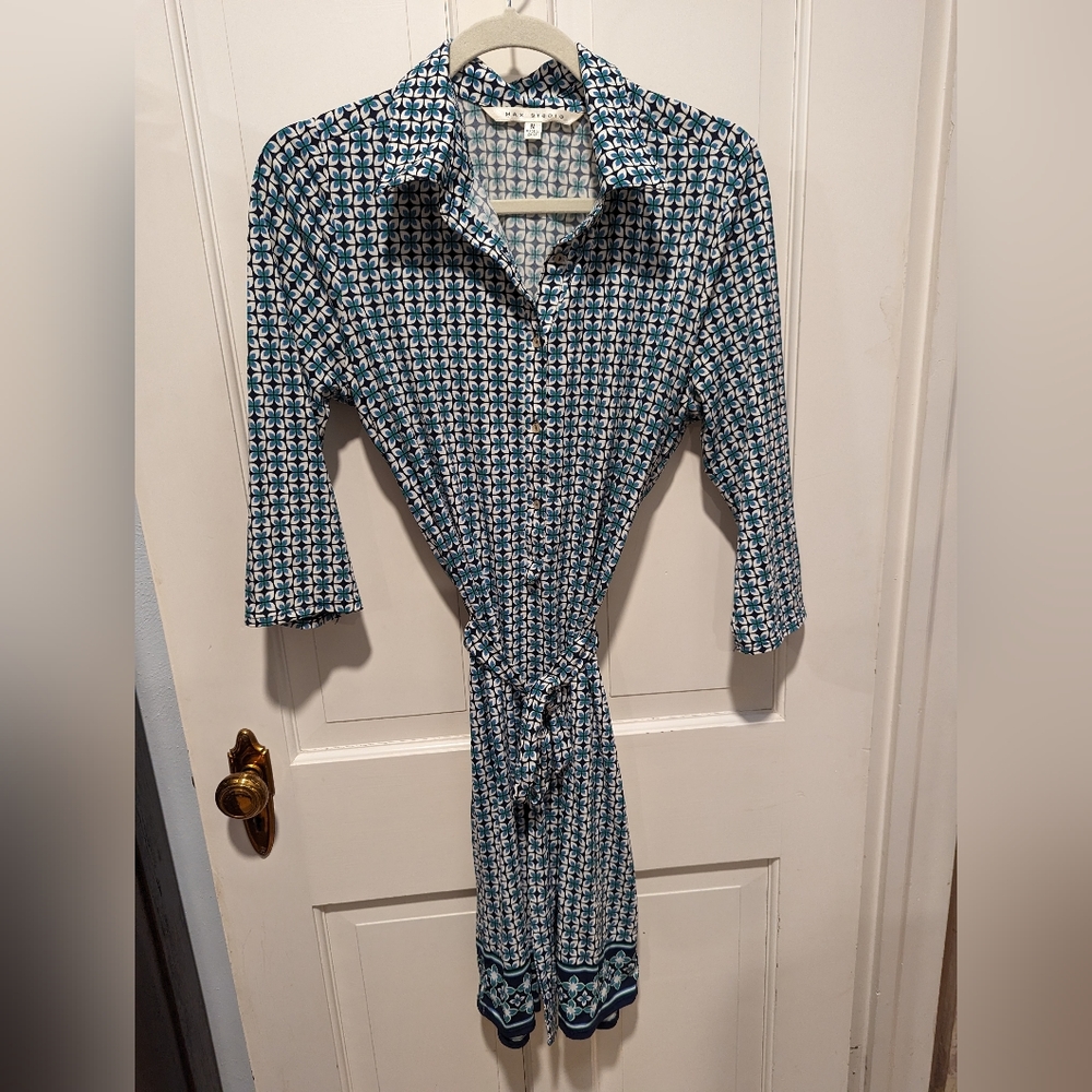 Belted, Vintage, Shift Style, Patterned, Collared… - image 3